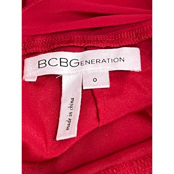 BCBGeneration Red Halter Semi Sheer Ruffle Flowy Short Sexy Event Dress Size 0 - Picture 7 of 9